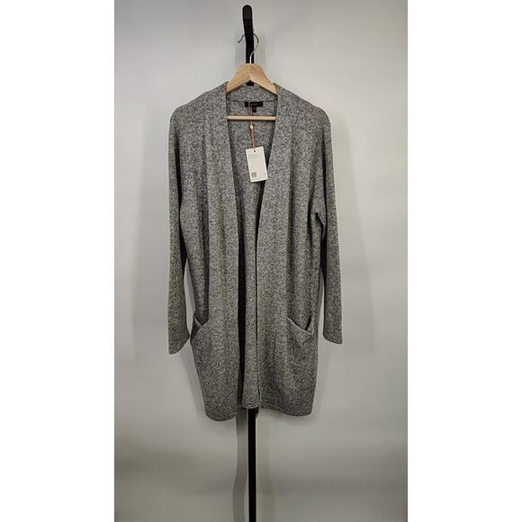 Quince Women Superfine Merino Wool Sweater Coat Heather Grey Sleeved Top Gray XS - Picture 2 of 3